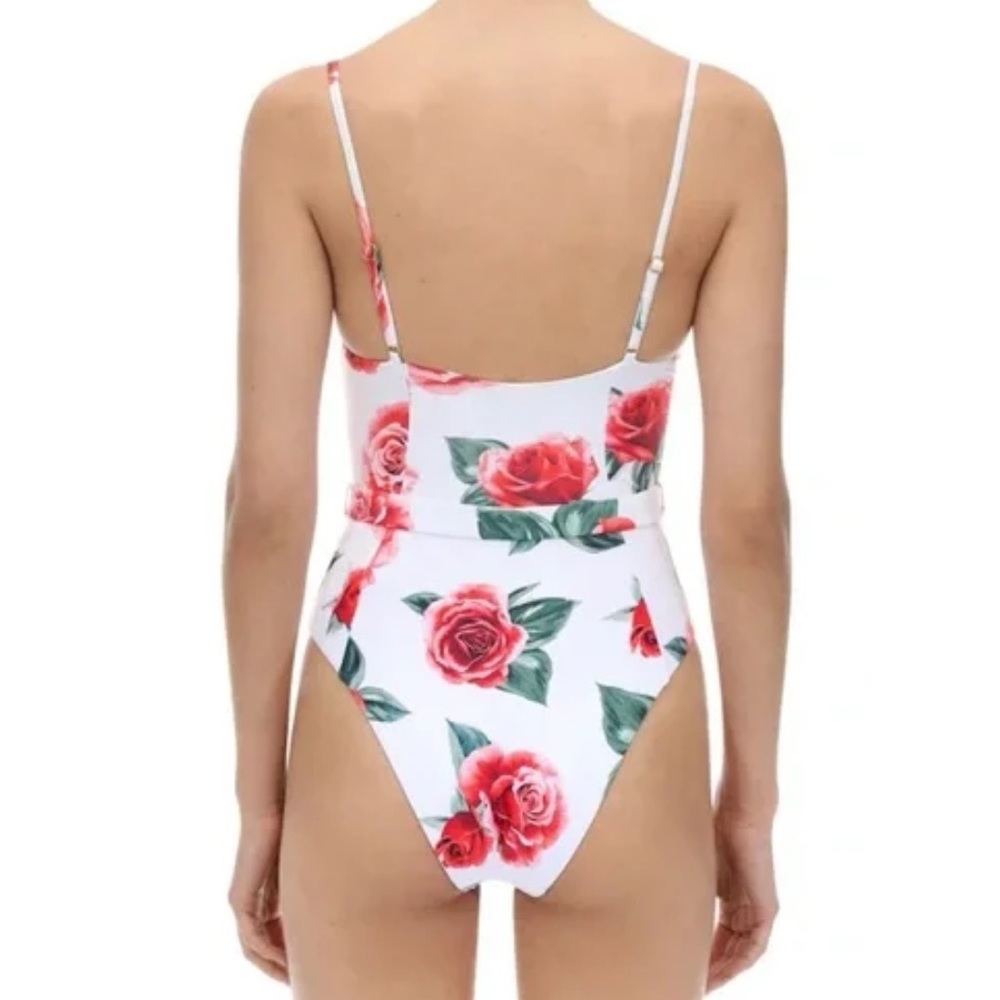 Onia x WeWoreWhat Floral Belted One Piece Swimsuit (L) - Picture 2 of 3